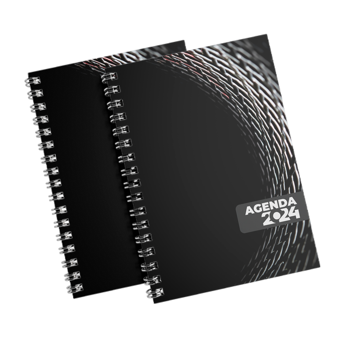 Agenda-2024-com-Wire-O-15x21cm-STEEL-15-x-21-Frente-colorida-(4x0)-Couche-150g-(Brilho)